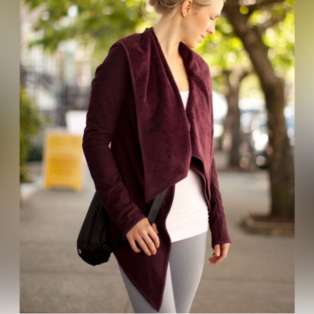 Lululemon Athletica Rich Burgundy Drape Cardigan